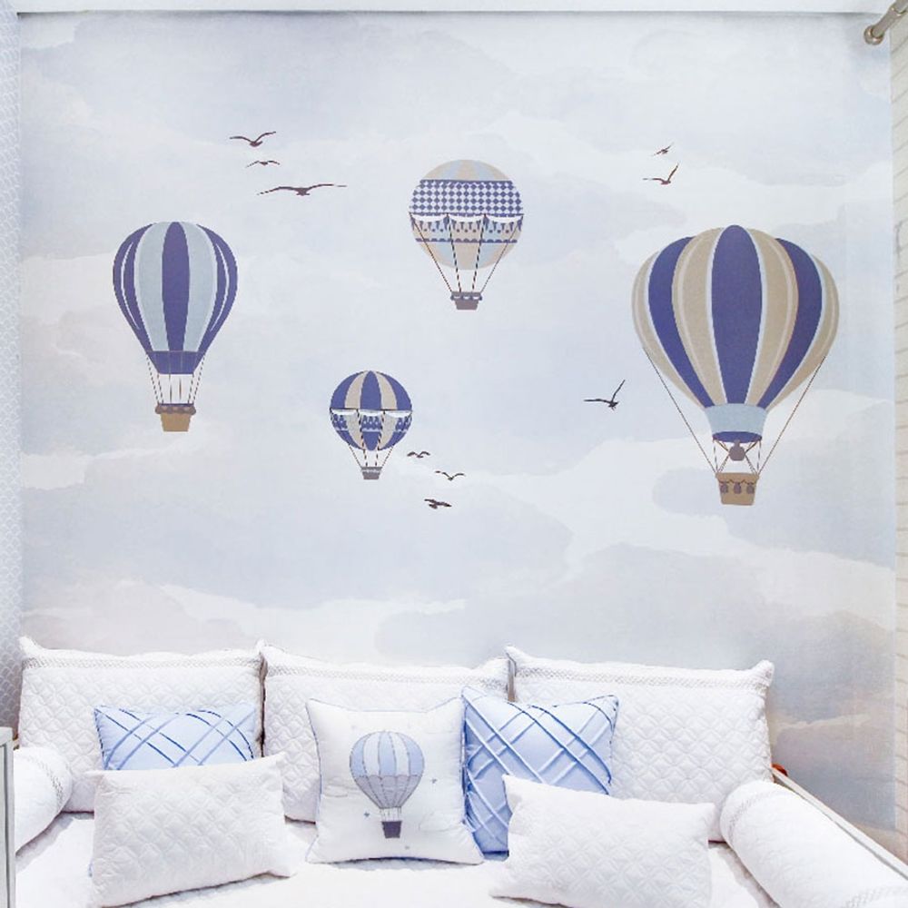Mural De Parede Infantil Balao No Ceu Azul Claro Lilibee Mobile