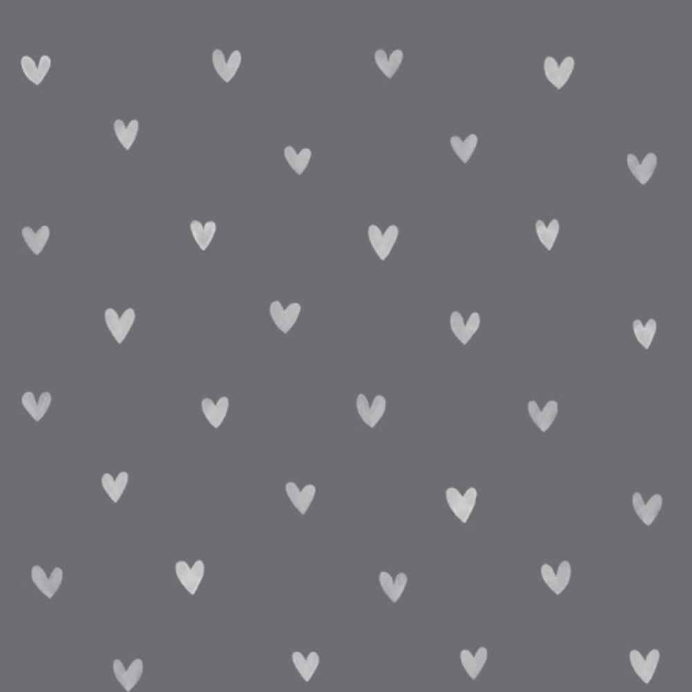 Papel de Parede Vinílico Corações Fundo Cinza - lilibee - mobile