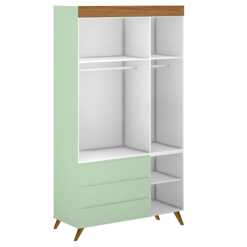 Guarda Roupa Infantil Viena Verde Claro e Mel - lilibee - mobile