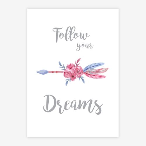 Quadro-Infantil-Flecha-Follow-Your-Dreams-Rosa-1