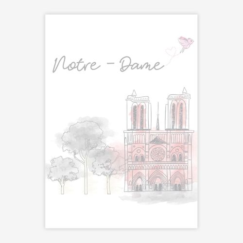 Quadro-Infantil-Paris-Notre-Dame-Rosa-Vertical-1