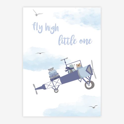 Quadro-Infantil-Aviador-Fly-High-Little-One-Cinza-1