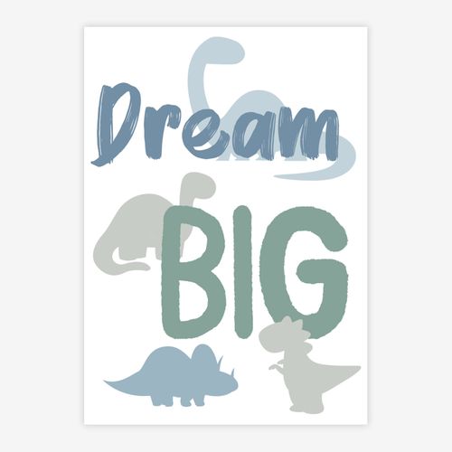 Quadro-Infantil-Dino-Dream-Big-Cinza-1