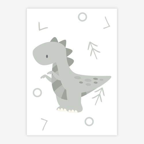 Quadro-Infantil-Dino-T-Rex-Cinza-1