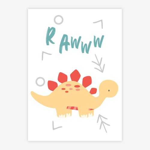 Quadro-Infantil-Dino-RAWW-Stegossauro-Color-1