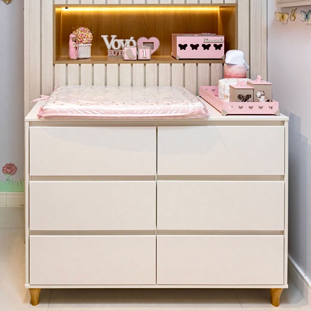 Cômoda de Bebê Haus Branco com Carvalho - lilibee - mobile