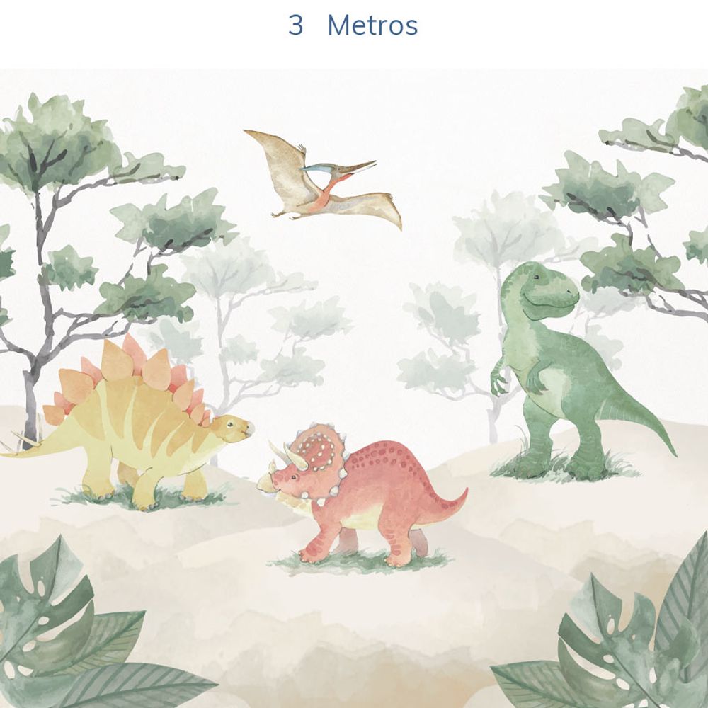 Papel de Parede Infantil Desenho Dinossauros, Papel Adesivo