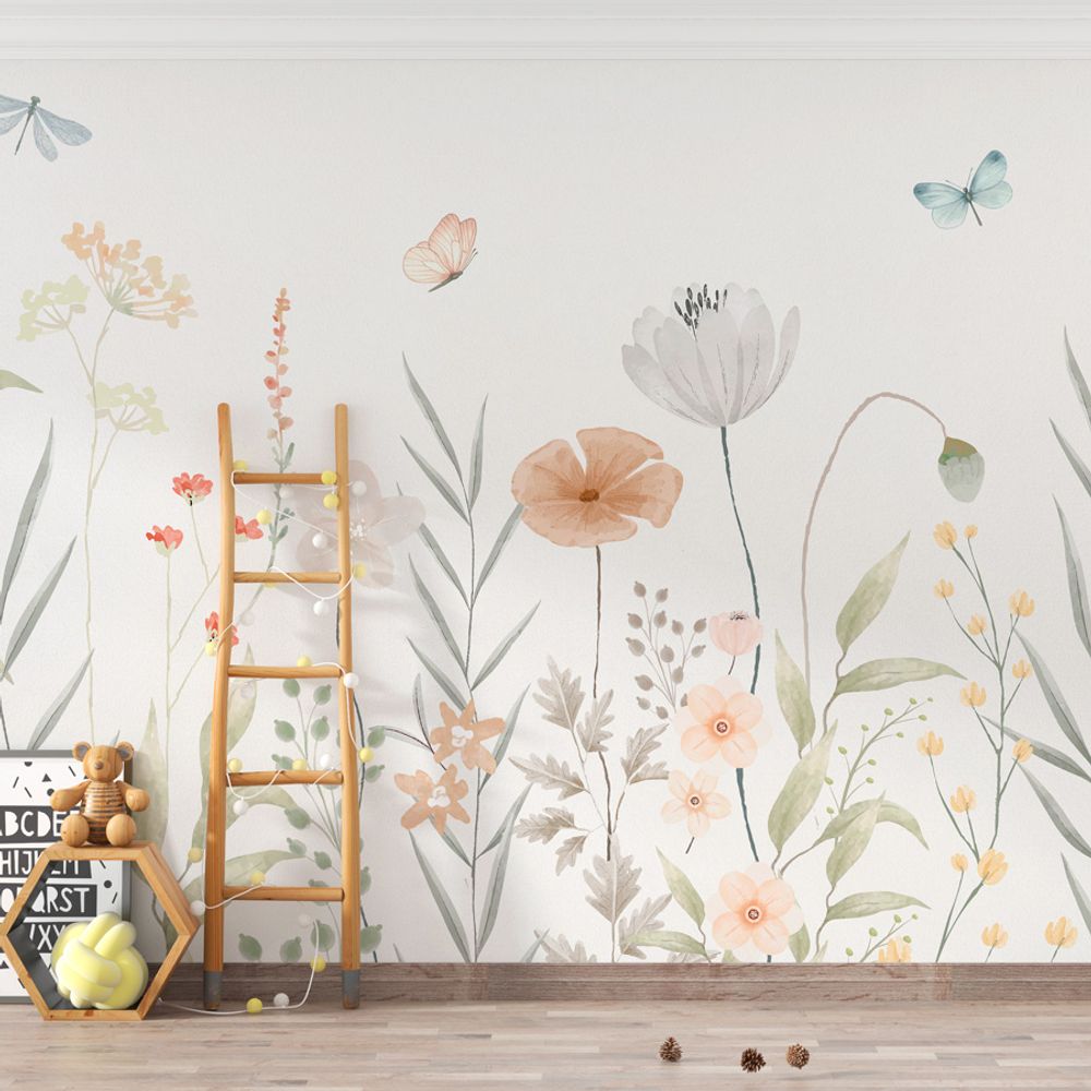Papel de Parede Infantil Flores de Outono - Mural - lilibee - mobile