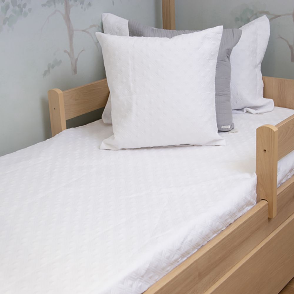 Colcha Solteiro Com Elástico Losango - Branco - lilibee