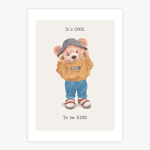 Quadro-Infantil-Urso-It-s-Cool-To-Be-Kind---Vertical-1